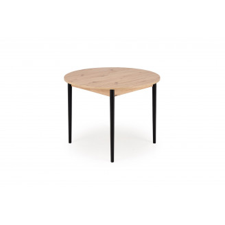 Stół okrągły rozkładany 102-142cm Pivot dąb artisan / czarny Halmar