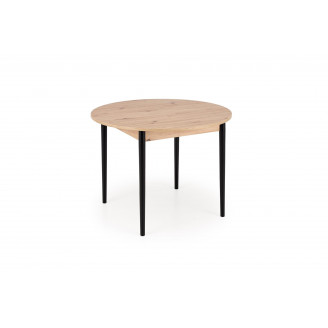 Stół okrągły rozkładany 102-142cm Pivot dąb artisan / czarny Halmar