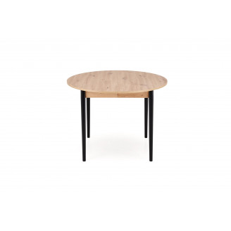 Stół okrągły rozkładany 102-142cm Pivot dąb artisan / czarny Halmar