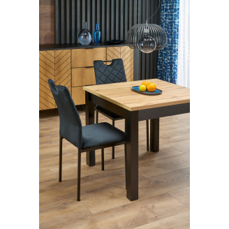 Stół kwadratowy rozkładany Qubik 80-200x80cm dąb artisan/czarny Halmar
