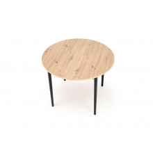 Stół okrągły rozkładany 102-142cm Pivot dąb artisan / czarny Halmar
