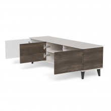 Szafka rvt na nóżkach Random II RTV-1 150x40cm kaszmir / orzech / czarny Halmar