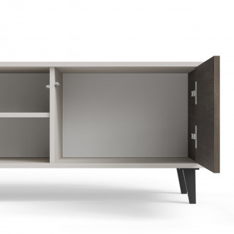 Szafka rvt na nóżkach Random II RTV-1 150x40cm kaszmir / orzech / czarny Halmar