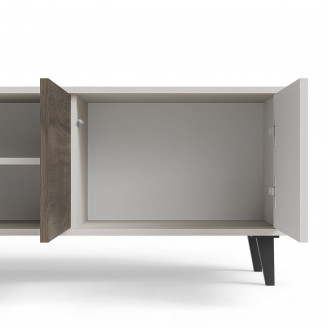 Szafka rvt na nóżkach Random II RTV-1 150x40cm kaszmir / orzech / czarny Halmar