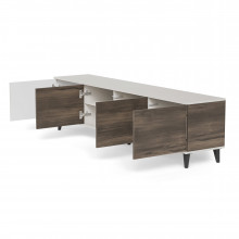 Szafka rtv na nóżkach Random II RTV-3 200x40cm kaszmir / orzech / czarny Halmar