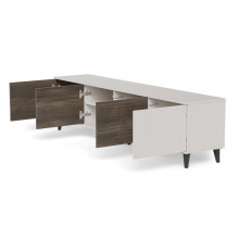 Szafka rtv na nóżkach Random II RTV-3 200x40cm kaszmir / orzech / czarny Halmar