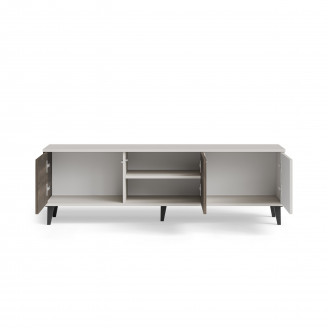 Szafka rvt na nóżkach Random II RTV-1 150x40cm kaszmir / orzech / czarny Halmar