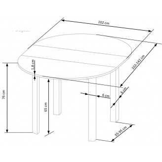 Stół okrągły rozkładany Ringo 102cm kaszmir / czarny Halmar