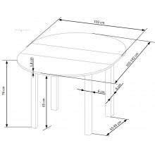 Stół okrągły rozkładany Ringo 102cm kaszmir / czarny Halmar