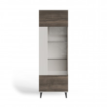 Regał stojący zamykany na nóżkach Random II W-1 182x60cm kaszmir / orzech / czarny Halmar