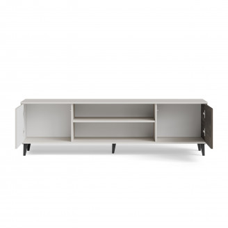 Szafka rtv z kominkiem Random II RTV-K 180x40cm kaszmir / orzech / czarny Halmar