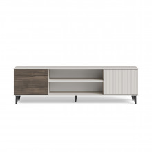 Szafka rtv z kominkiem Random II RTV-K 180x40cm kaszmir / orzech / czarny Halmar
