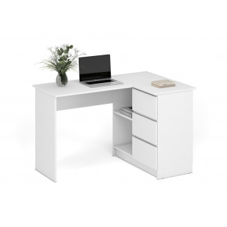 Biurko narożne z szufladami Bega 124cm białe Halmar
