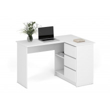 Biurko narożne z szufladami Bega 124cm białe Halmar