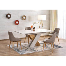 Stół rozkładany na jednej nodze Xarelto 130-175x85cm kaszmir / dąb cremona Halmar