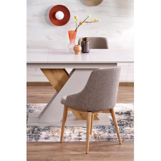 Stół rozkładany na jednej nodze Xarelto 130-175x85cm kaszmir / dąb cremona Halmar