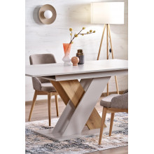 Stół rozkładany na jednej nodze Xarelto 130-175x85cm kaszmir / dąb cremona Halmar