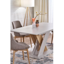 Stół rozkładany na jednej nodze Xarelto 130-175x85cm kaszmir / dąb cremona Halmar