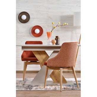 Stół rozkładany na jednej nodze Xarelto 130-175x85cm kaszmir / dąb cremona Halmar