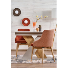 Stół rozkładany na jednej nodze Xarelto 130-175x85cm kaszmir / dąb cremona Halmar