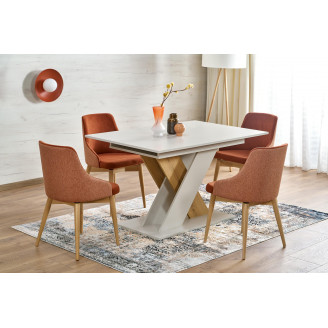 Stół rozkładany na jednej nodze Xarelto 130-175x85cm kaszmir / dąb cremona Halmar