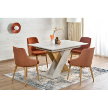 Stół rozkładany na jednej nodze Xarelto 130-175x85cm kaszmir / dąb cremona Halmar