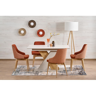 Stół rozkładany na jednej nodze Xarelto 130-175x85cm kaszmir / dąb cremona Halmar