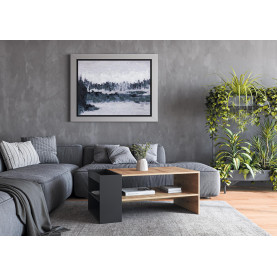 Stolik z półkami Murcia 100x55cm dąb artisan / czarny Halmar