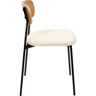 Krzesło tapicerowane z drewnianym oparciem Loki naturalny / beż Intesi