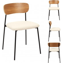 Krzesło tapicerowane z drewnianym oparciem Loki naturalny / beż Intesi