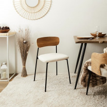 Krzesło tapicerowane z drewnianym oparciem Loki naturalny / beż Intesi