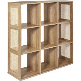 Regał boho z 9 półkami Kali 99x99,6cm odcień drewna Intesi