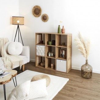 Regał boho z 9 półkami Kali 99x99,6cm odcień drewna Intesi