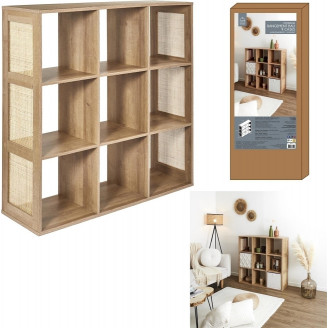 Regał boho z 9 półkami Kali 99x99,6cm odcień drewna Intesi