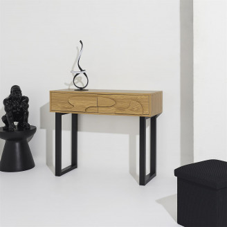 Konsola z szufladami Calypso 100x35cm dąb / czarny Intesi