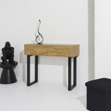 Konsola z szufladami Calypso 100x35cm dąb / czarny Intesi