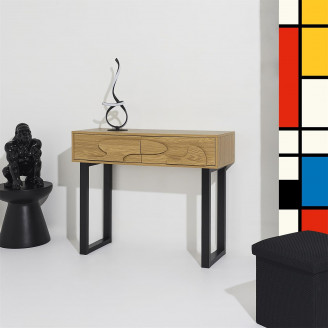 Konsola z szufladami Calypso 100x35cm dąb / czarny Intesi