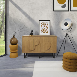Komoda z półkami Calypso 120x35cm dąb / czarny Intesi