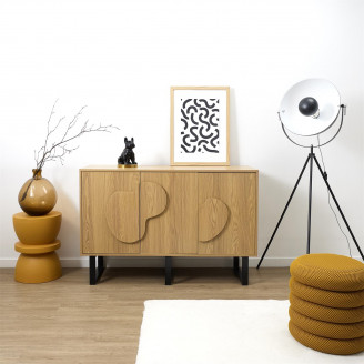 Komoda z półkami Calypso 120x35cm dąb / czarny Intesi