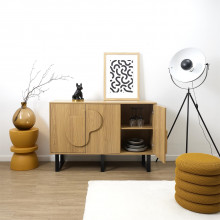 Komoda z półkami Calypso 120x35cm dąb / czarny Intesi