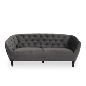 Pikowana sofa welurowa 3 osobowa Ria Vic 191cm szara Actona