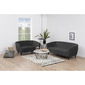 Pikowana sofa welurowa 3 osobowa Ria Vic 191cm szara Actona 2