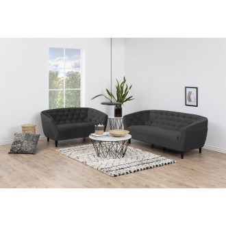 Pikowana sofa welurowa 3 osobowa Ria Vic 191cm szara Actona