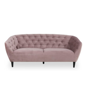Pikowana sofa welurowa 3 osobowa Ria Vic 191cm różowa Actona