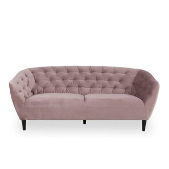 Pikowana sofa welurowa 3 osobowa Ria Vic 191cm różowa Actona