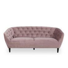 Pikowana sofa welurowa 3 osobowa Ria Vic 191cm różowa Actona