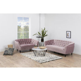 Pikowana sofa welurowa 3 osobowa Ria Vic 191cm różowa Actona 2
