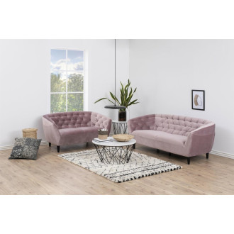 Pikowana sofa welurowa 3 osobowa Ria Vic 191cm różowa Actona