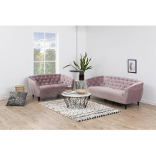 Pikowana sofa welurowa 3 osobowa Ria Vic 191cm różowa Actona