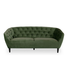 Pikowana sofa welurowa 3 osobowa Ria Vic 191cm zielona Actona